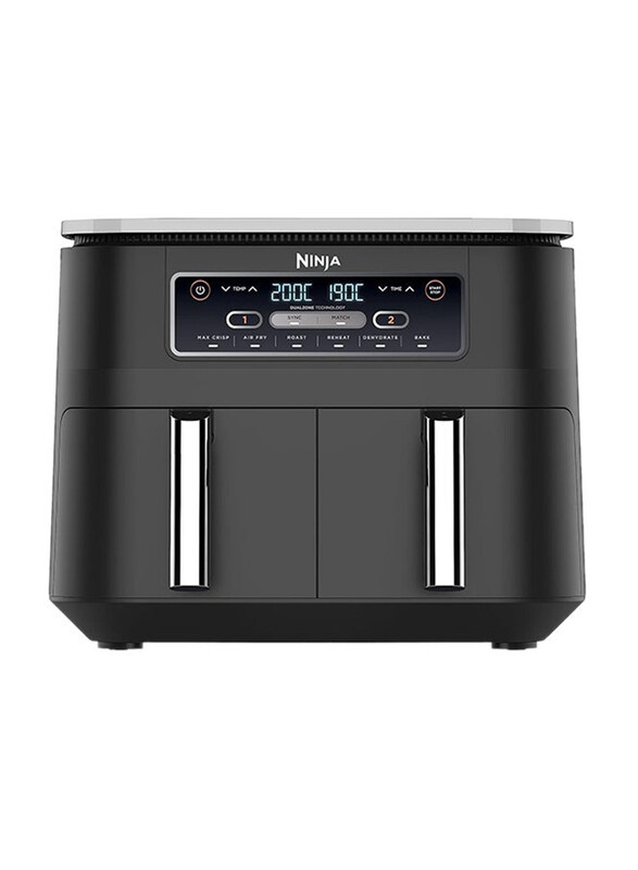 

Ninja Foodi Dual Zone Digital 2 Drawers 6-In-1 Uses No Oil Max Crisp Roast Bake Reheat Dehydrate Cooks 4-6 Portions Air Fryer, 7.6L, 2470W, AF300ME/AF