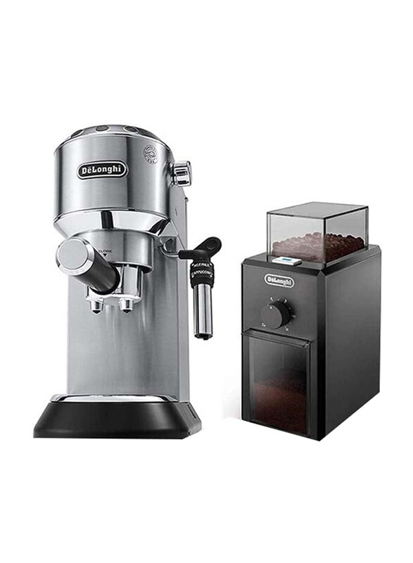 

Delonghi 3L Dedica Style Pump Espresso Coffee Maker, EC685M + KG79, Metallic