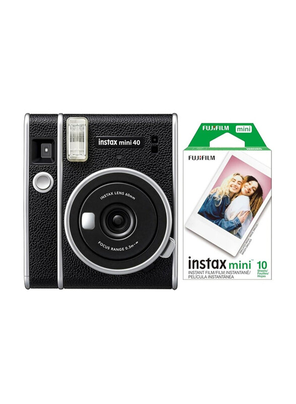 

Fujifilm Instax Mini 40 Instant Camera with 10 Mini Sheet Set, Black