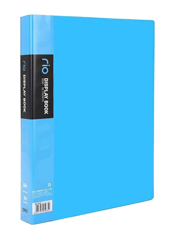 

Deli 60-Pocket A4 Size Front Pocket File Folder, Blue