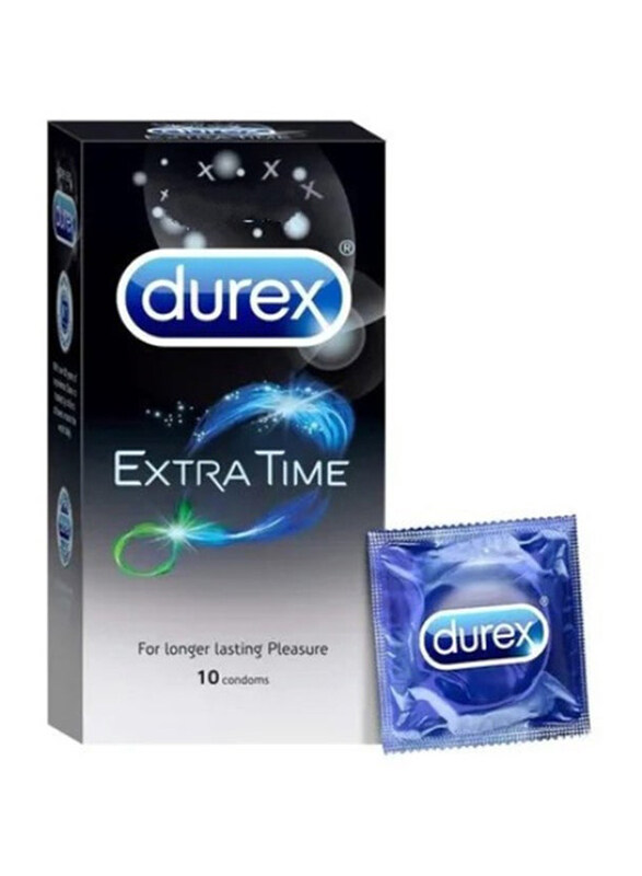 

Durex Extra Time Condom, Black, 10 Pieces, Multicolour