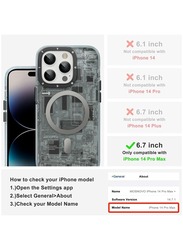 YoungKit Magnetic Technology Circuit (MagFit) compatible with MagSafe for iPhone 14 Pro Max case cover Full Protection, Military Shockproof, Soft Bumper, Translucent Matte Hard Back Cover - Black/Grey