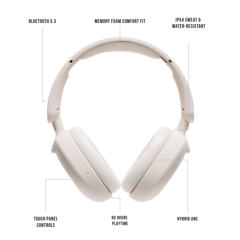 Sudio K2 White, Over-Ear Headphones, Hybrid Active Noise Cancellation, with Integrated Microphone, Charging via USB-C, Up to 35 Hours Playtime, Touch Panel, Premium Crystal Sound