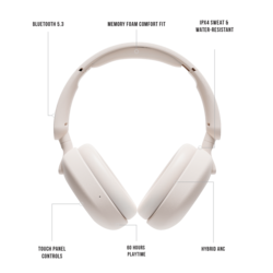 Sudio K2 White, Over-Ear Headphones, Hybrid Active Noise Cancellation, with Integrated Microphone, Charging via USB-C, Up to 35 Hours Playtime, Touch Panel, Premium Crystal Sound