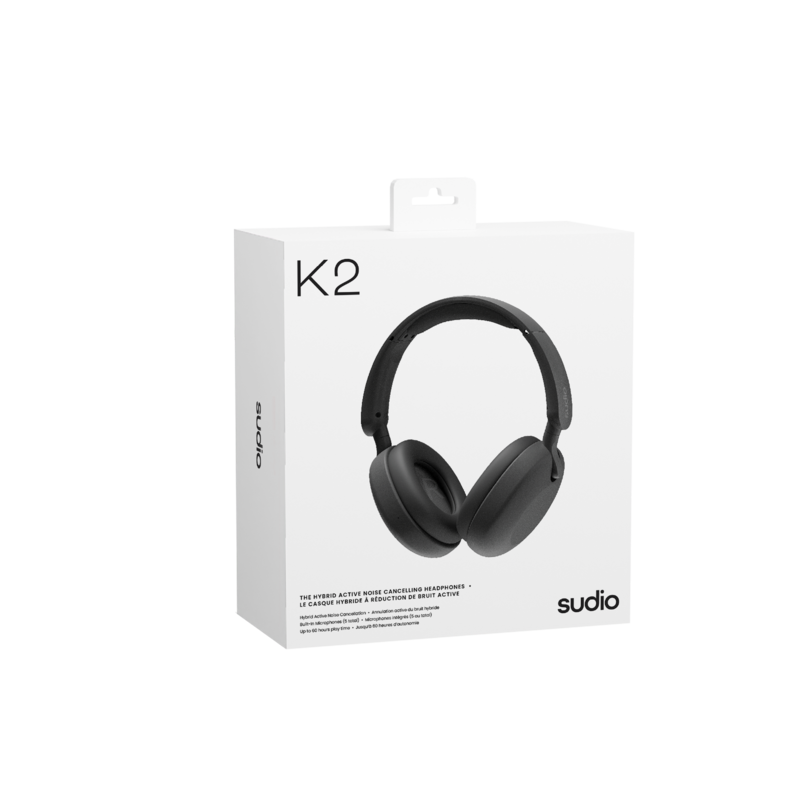 Sudio K2 Black , Over-Ear Headphones, Hybrid Active Noise Cancellation, with Integrated Microphone, Charging via USB-C, Up to 35 Hours Playtime, Touch Panel, Premium Crystal Sound