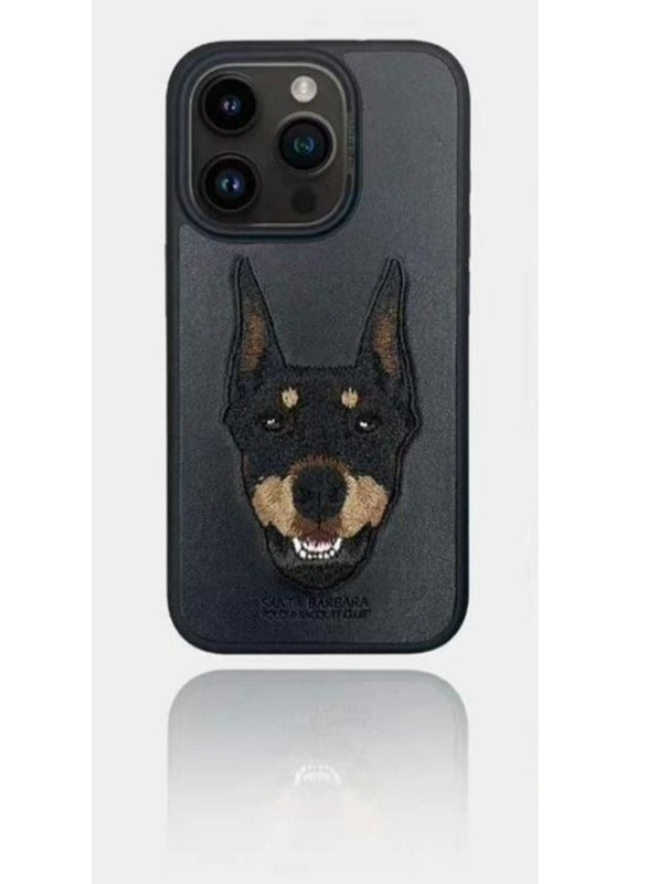 Polo Curtis Series Embroidery Dog Phone case Compatible with iPhone 15 Pro Max - Black
