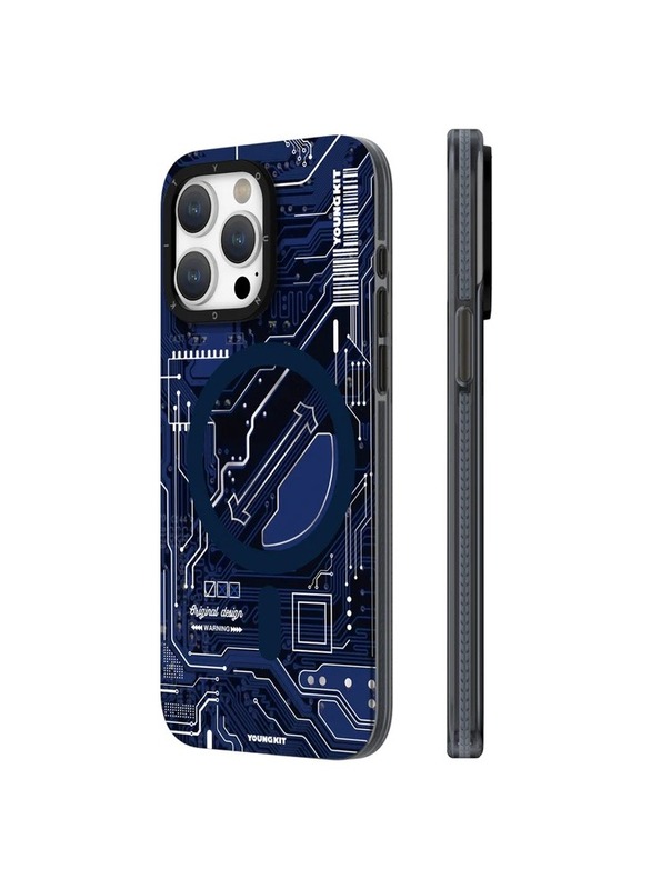 Magnetic Technology Circuit (MagFit) compatible with MagSafe case for iPhone 15 Pro Max cover Full Protection, Slim Thin Matte Anti-Scratch, Soft Bumper, Translucent Matte Hard Back Cover - Dark Blue
