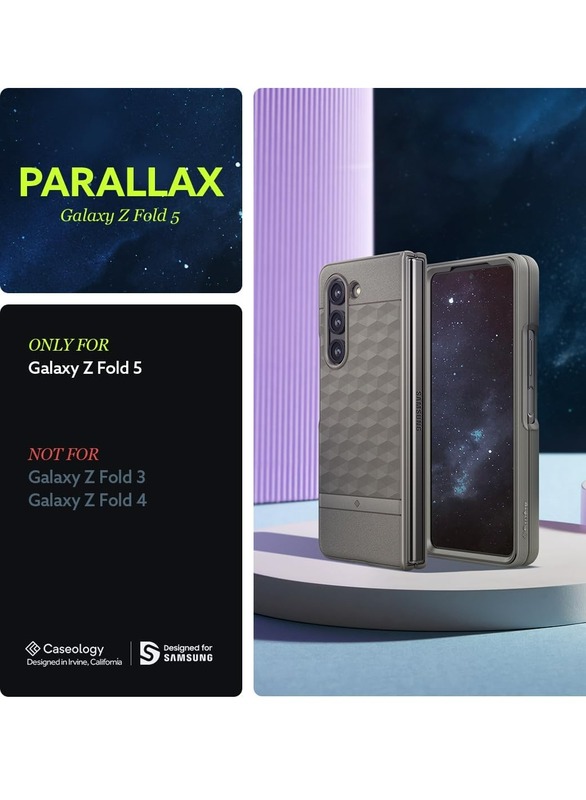 Caseology Parallax 3D Ergonomic Design Full-Body Protective Case Compatible with Samsung Galaxy Z Fold 5 Case 2023 - Ash Grey