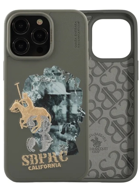 Santa Barbara Polo & Racquet Club Marcus Series Printed Shockproof Protective Phone Case for iPhone 15 Pro Max - Grey