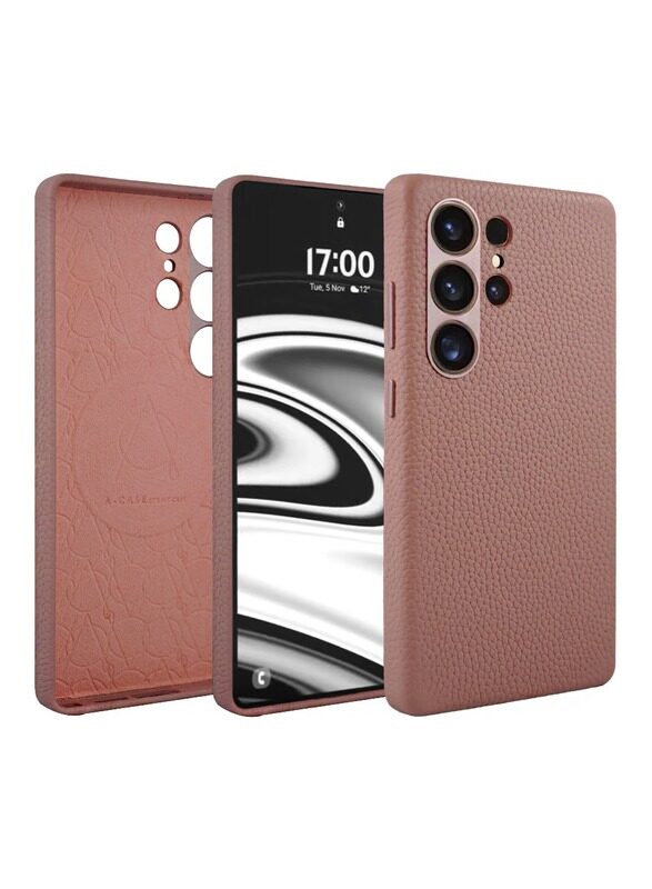 

A-Case its My Case Amur Series Made of Premium Genuine Leather Case for S25 Ultra Full Protection Compatible with Magsafe - Pink