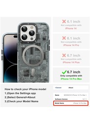 YoungKit Magnetic Technology Circuit (MagFit) compatible with MagSafe for iPhone 14 Pro Max case cover Full Protection, Military Shockproof, Soft Bumper, Translucent Matte Hard Back Cover - Black