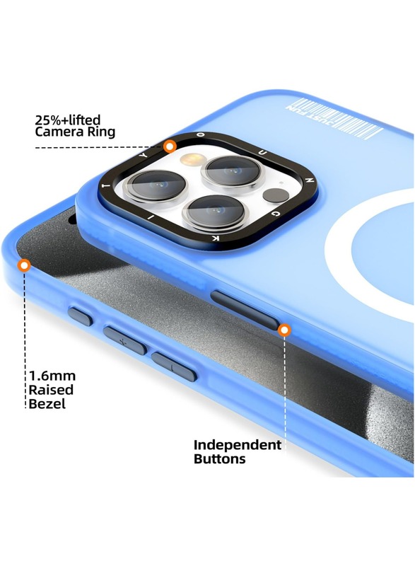 Hidden Sand MagSafe Case For iPhone 15 Pro, Miltary Shockproof Hard Back Cover and Soft Bumper Magnetic Phone Case for iPhone 15 Pro - Blue