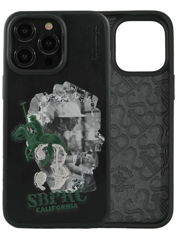 Santa Barbara Polo & Racquet Club Marcus Series Printed Shockproof Protective Phone Case for iPhone 15 Pro Max - Black