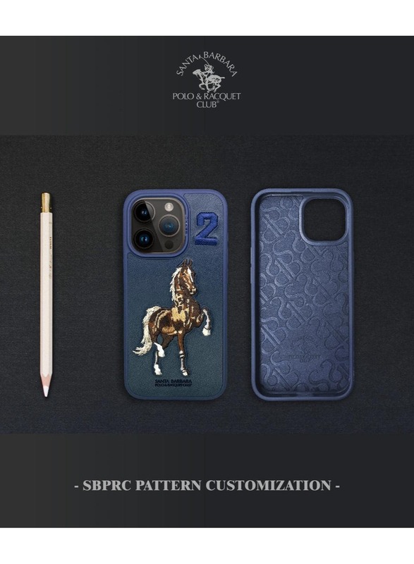 iPhone 15 Pro Max Case, Boris Series of Horse Embroidery Designed Shockproof Protective Phone Case for iPhone 15 Pro Max- Brown