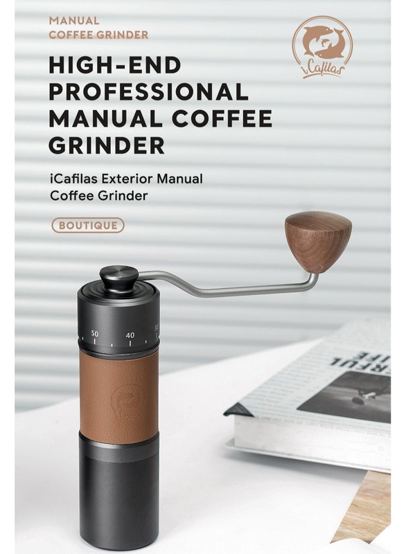 I CAFILAS Manual Coffee Grinder portable Premium Hand Coffee Grinder Capacity 30g and Stainless Steel Conical Burr, Silicone Anti-skid Ring Pour Over Coffee for Manual Burr Coffee Grinder - Black