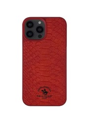 Polo Knight Series Classic Business Design for Genuine Leather Phone Back Case Cover for Apple iPhone, Case for iPhone 15 Pro - Red