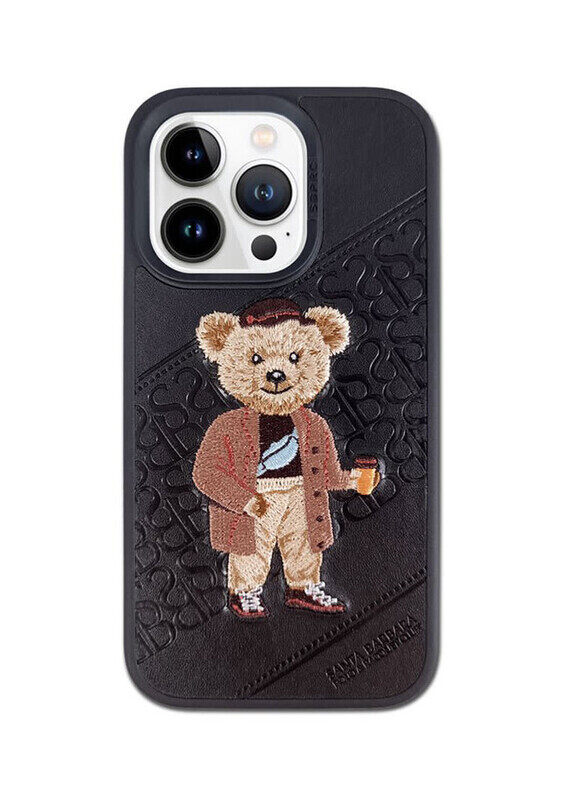 

Santa Barbara Polo & Racquet Club Crete Series leather Embroidery Polo Phone Case compatible with iPhone 14 Pro Max - Black