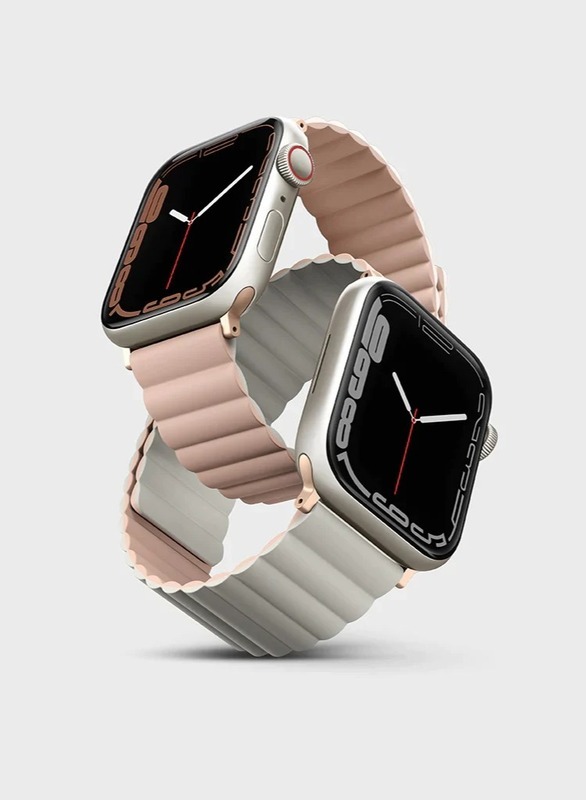 Revix Reversible Magnetic Silicone Strap for Apple Watch 42/44/45/49MM - Pink/Beige