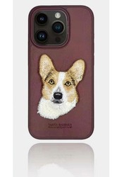Polo Curtis Series Embroidery Dog Phone case Compatible with iPhone 15 Pro - Red