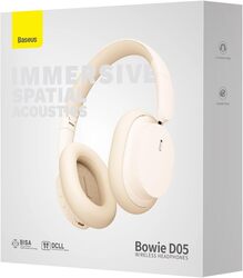 Baseus Bowie D05 Wireless Headphone, 70H Playtime Bluetooth Headphones with EQ Modes, Built-in HD Mic, Deep Bass, Soft Ear Cups for Phone/PC (Creamy White)