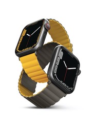 Uniq Revix Reversible Magnetic Silicone case Compatible With Apple Watch 42/44/45/49MM - Mustard/ Khaki