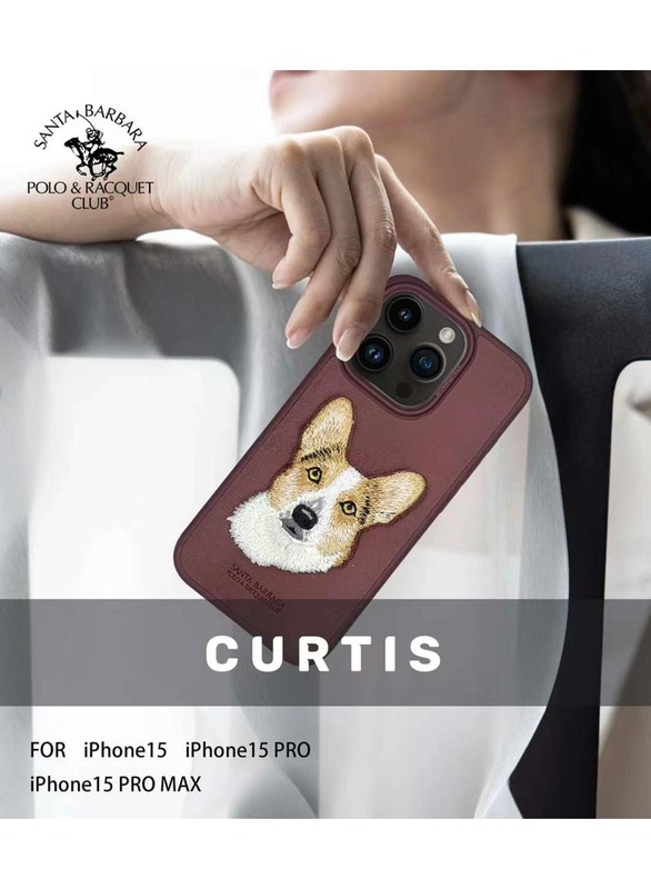 Polo Curtis Series Embroidery Dog Phone case Compatible with iPhone 15 Pro - Black