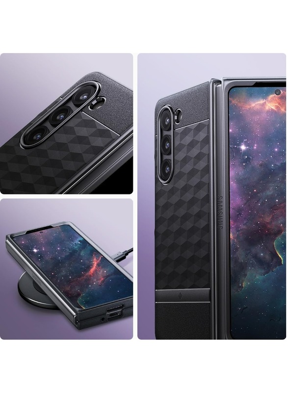 Caseology Parallax 3D Ergonomic Design Full-Body Protective Case Compatible with Samsung Galaxy Z Fold 5 Case 2023 - Matte Black