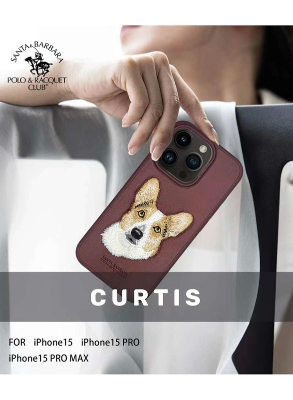 Polo Curtis Series Embroidery Dog Phone case Compatible with iPhone 15 Pro - Brown