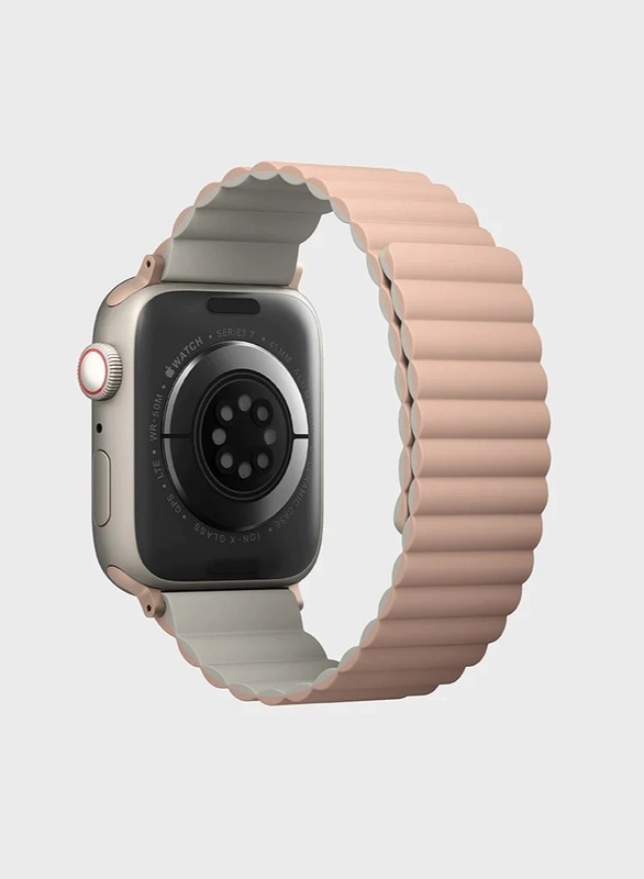 Revix Reversible Magnetic Silicone Strap for Apple Watch 42/44/45/49MM - Pink/Beige