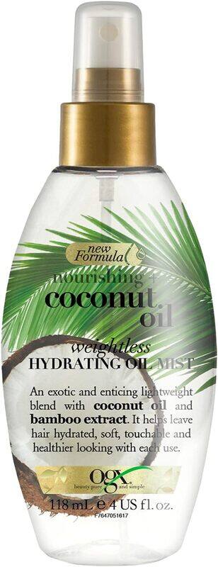 

Ogx Nourishing + Coconut Oil Weightless Hydrating Oil Mist Hair Oil Spray, 118ml