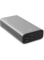 Swiss Military Bieudron PD Power Bank 20000MAH: Rapid Charging, 20W Output, 50% Charge in 30 Minutes* - Type-C, Micro, and Dual USB Inputs - Silver