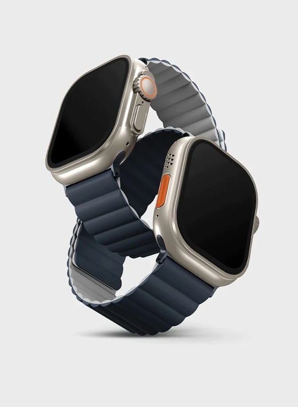 Uniq Revix Reversible Magnetic Silicone Strap Compatible With Apple Watch 42/44/45/49MM - Blue/Grey