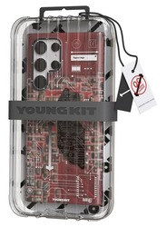 YoungKit Futuristic Technology Circuit Designed for Samsung Galaxy S23 Ultra case (2023) Full Protection, Military Shockproof, Soft Bumper - Red