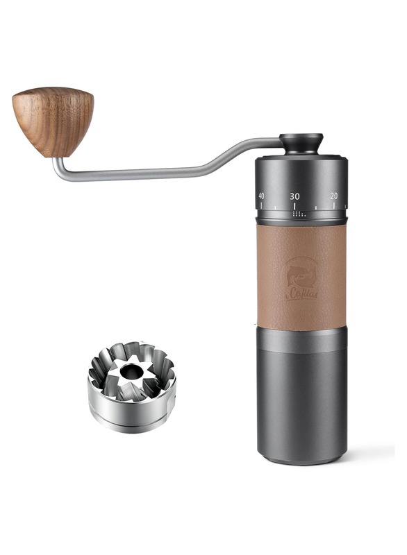 I CAFILAS Manual Coffee Grinder portable Premium Hand Coffee Grinder Capacity 30g and Stainless Steel Conical Burr, Silicone Anti-skid Ring Pour Over Coffee for Manual Burr Coffee Grinder - Black