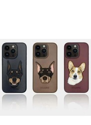 Polo Curtis Series Embroidery Dog Phone case Compatible with iPhone 15 Pro - Black