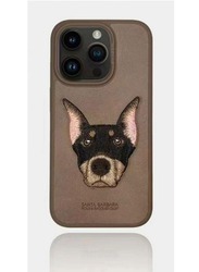 Polo Curtis Series Embroidery Dog Phone case Compatible with iPhone 15 Pro Max - Brown