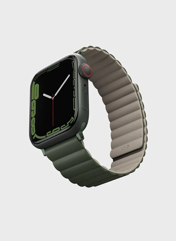 Revix Reversible Magnetic Silicone Strap for Apple Watch 42/44/45/49MM -Green/Taupe