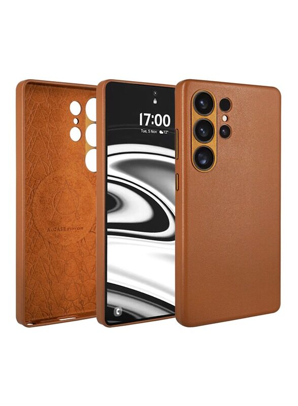 

A-Case its My Case Caspian Series Made of Premium Quality Vegan Leather Slim Fit Lens Protection Classic Luxury Elegant for Galaxy S25 Ultra Compatibl