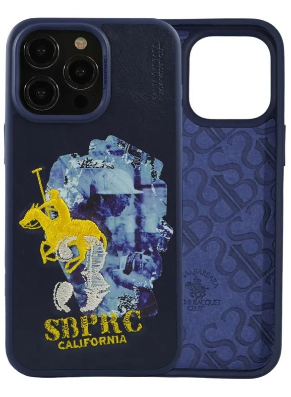 Santa Barbara Polo & Racquet Club Marcus Series Printed Shockproof Protective Phone Case for iPhone 15 Pro - Navy