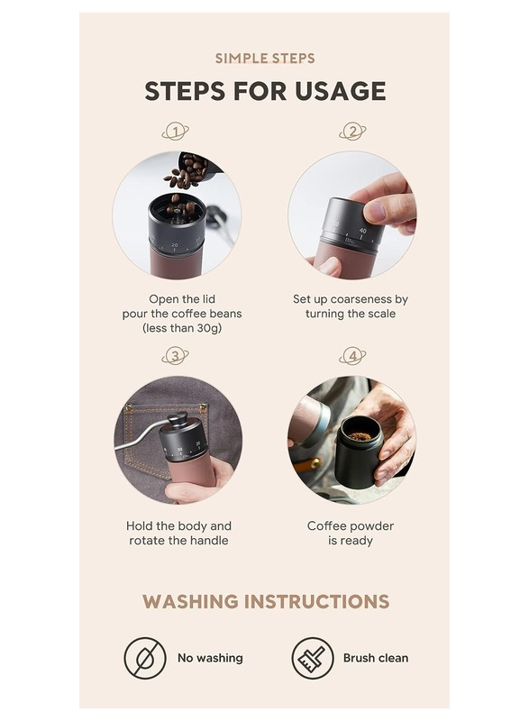 I CAFILAS Manual Coffee Grinder portable Premium Hand Coffee Grinder Capacity 30g and Stainless Steel Conical Burr, Silicone Anti-skid Ring Pour Over Coffee for Manual Burr Coffee Grinder - Black