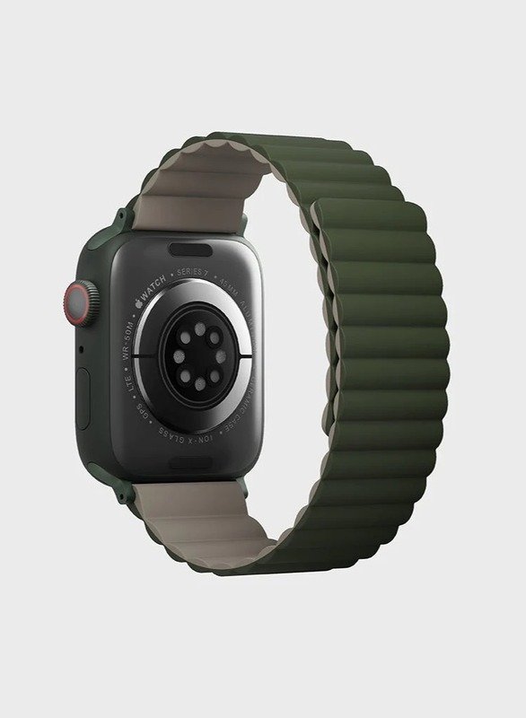 Revix Reversible Magnetic Silicone Strap for Apple Watch 42/44/45/49MM -Green/Taupe
