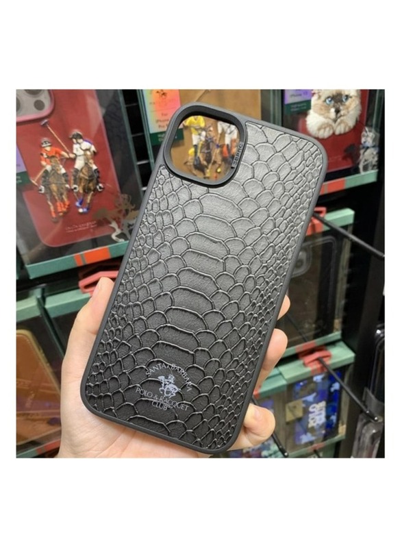Polo Knight Series Classic Business Design for Genuine Leather Phone Back Case Cover for Apple iPhone, Case for iPhone 15 Pro - Black