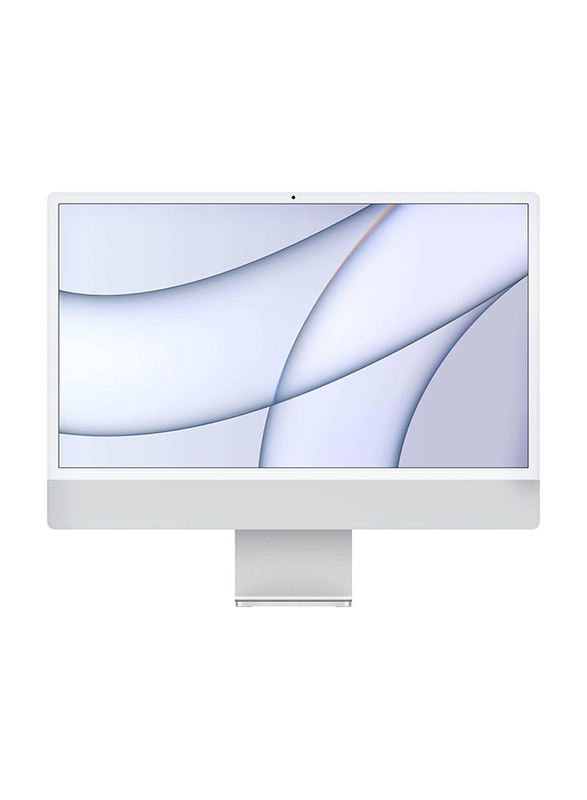 Apple iMac Desktop Computer, 24-inch 4.5K Retina Display, Apple M1 Chip 8 Core GPU, 8GB RAM, 256GB SSD, English Keyboard, Silver