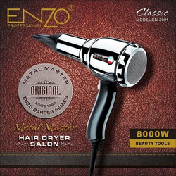 Enzo 8000W Professional Hair Dryer, Silver/Black