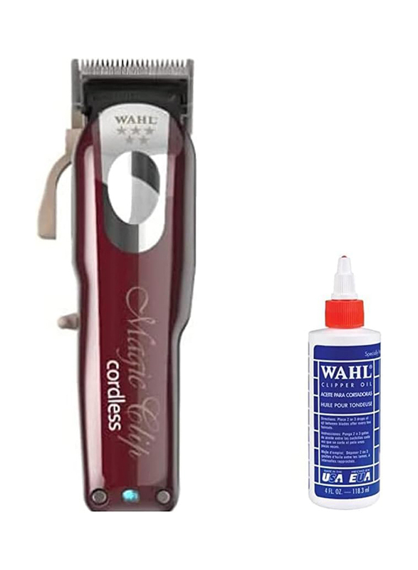 

Wahl Professional 5 Star Magic Clip Cord/Cordless Hair Clipper for Barbers & Stylists & Home, Red