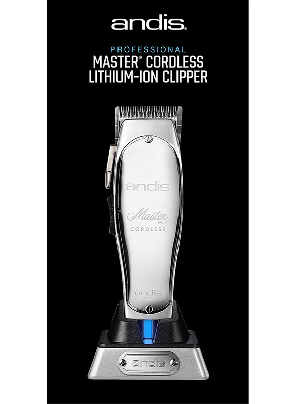 Andis Cord/Cordless Master Hair & Beard Trimmer T-blade Zero Gapped with Lithium-Ion Battery for Men Beard, Moustache, Ear & Body Grooming, Silver