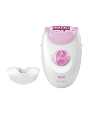 Braun Silk-Epil 3 Sensitive Area Epilator with 2 Extras, 3370, White/Pink