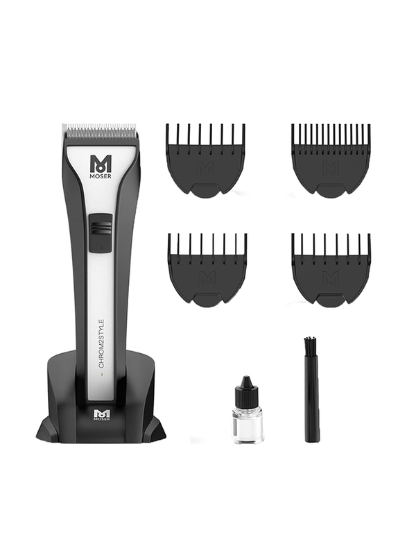 

Moser Chrom 2 Style Professional Cord/Cordless Hair Clipper, Small, Grey