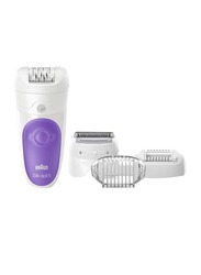 Braun Silk-Epil 5 Wet & Dry Epilator with 4 Extras, White/Violet