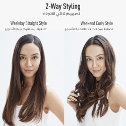 Panasonic 2-Way Ceramic Hair Straightener Curler, Eh-Hv21, Black/Pink